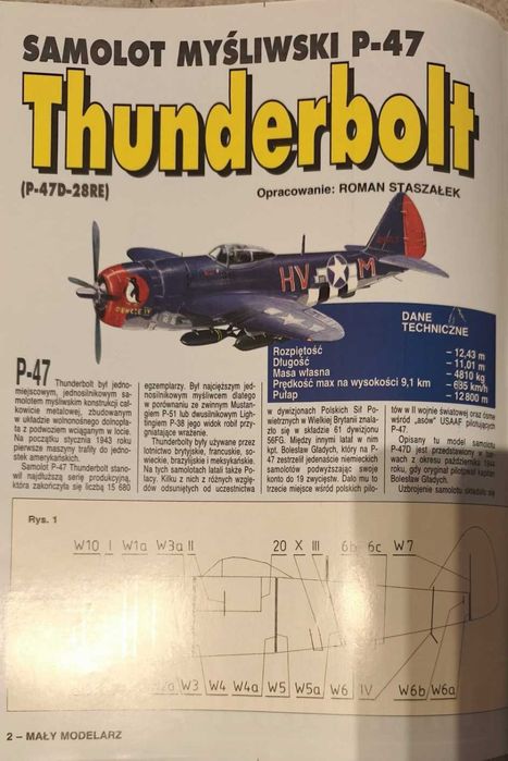 Mały modelarz 6/98 Samolot Myśliwski P-47 Thunderbolt