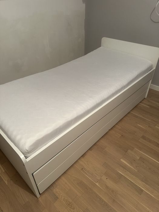 Rama lóżka ikea 90x200 z dwoma materacami