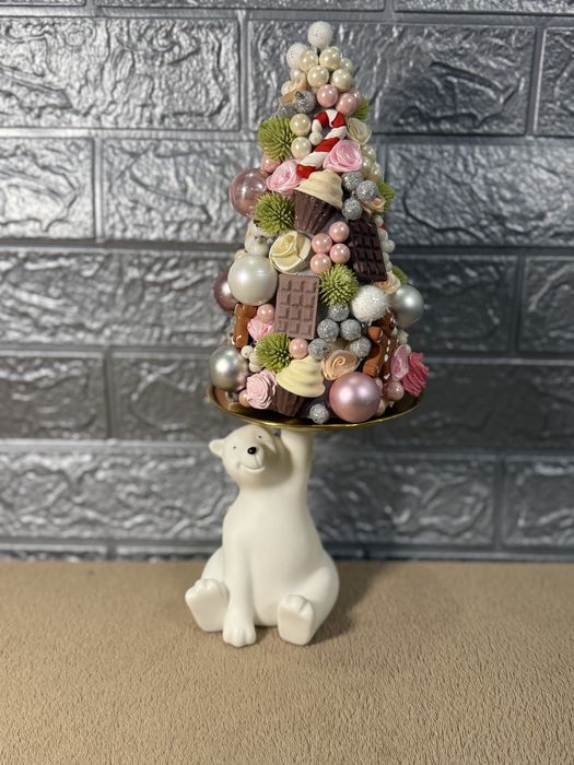 Різдвяний декор ведмідь із солодощами