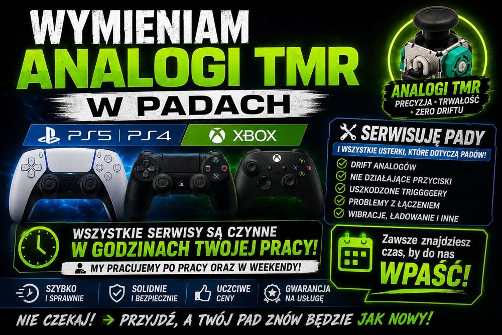 Naprawa Padów PS5 PS4 Xbox Switch | Wymiana Analogów na TMR Hall  Koniec Dryftu | Wysyłka