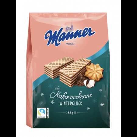MANNER Kokosmarone Wafelki z Nadzieniem Kokosowym Chrupkie 185G