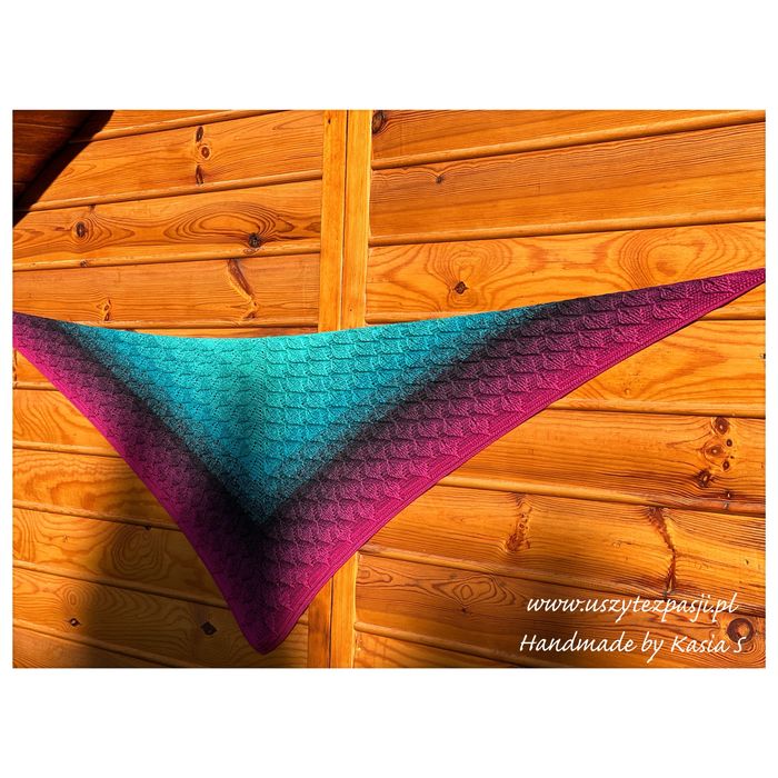 Chusta na szydełku, szal, rękodzieło, handmade, listki