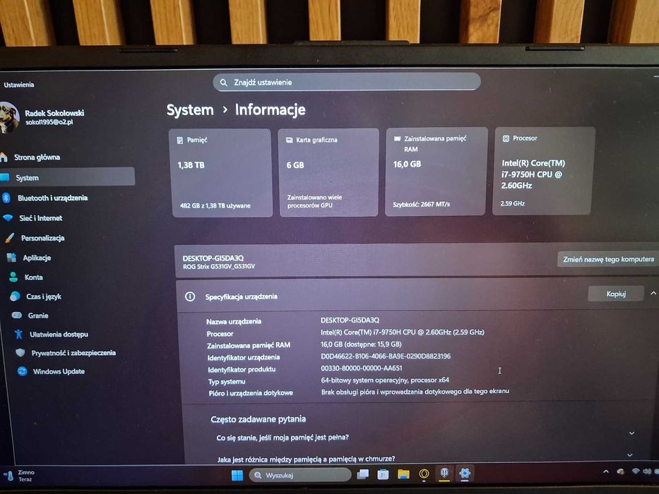 GamingLaptop ROG G531G info