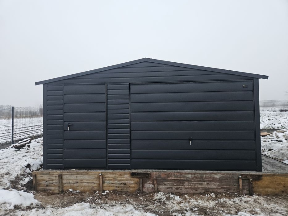 5x6 MAŁ Garaże Blaszane Garaż Blaszany Blaszak Blaszaki Antracyt Okuci