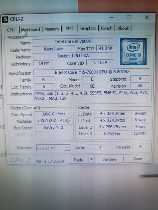Płyta główna MSI B250 -Procesor i5 7600k