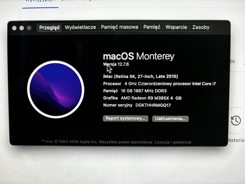 iMac 27” 5K 16GB 2TB - brak uszkodzeń