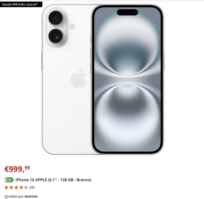 iPhone 16 128 GB Branco- preço negociável