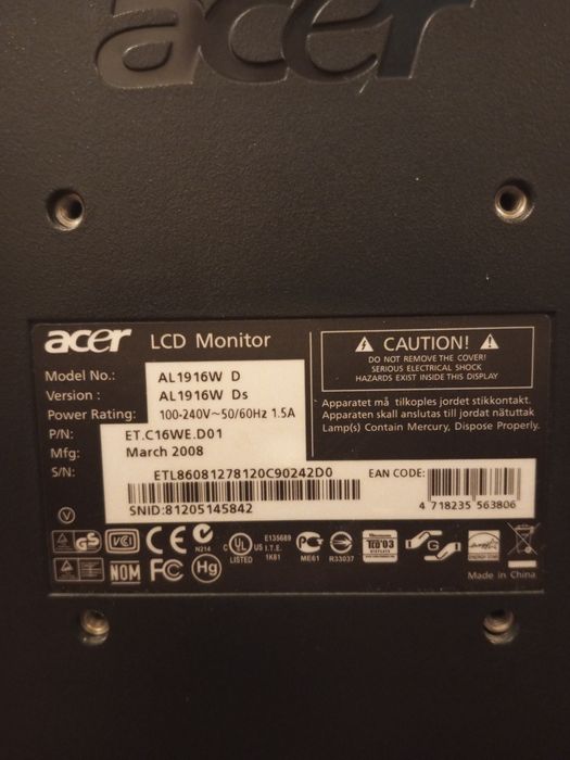 Монітор Aser AL 1916WD,