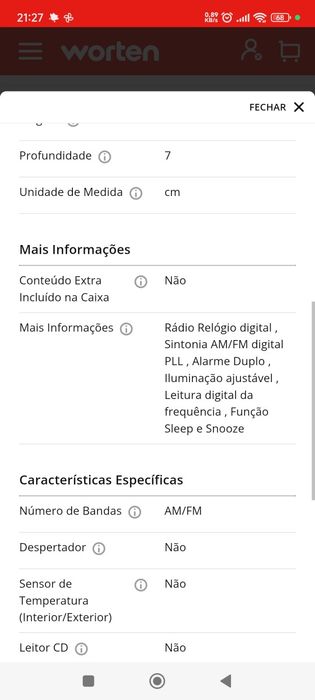 Rádio Relógio SOUNDMASTER UR105BR