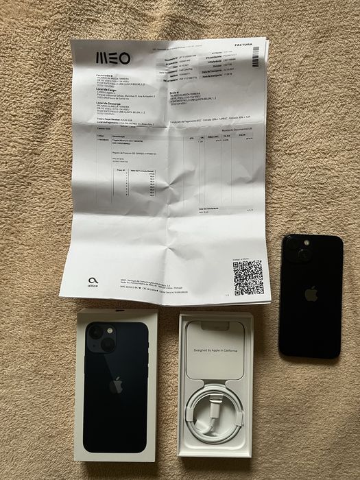iPhone 13 mini (Midnight/Meia-noite) 128GB + Fatura + 5 Capas