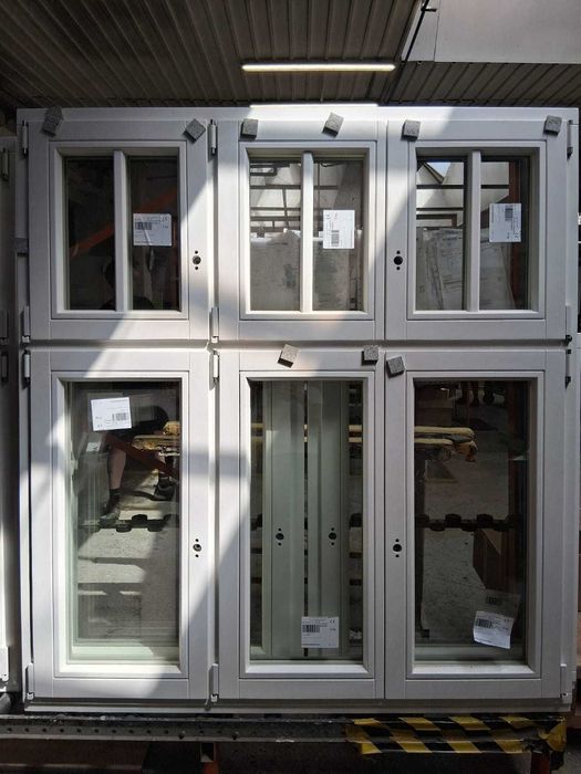 Okno drewniane sześcioskrzydłowe białe 155cm x 169cm