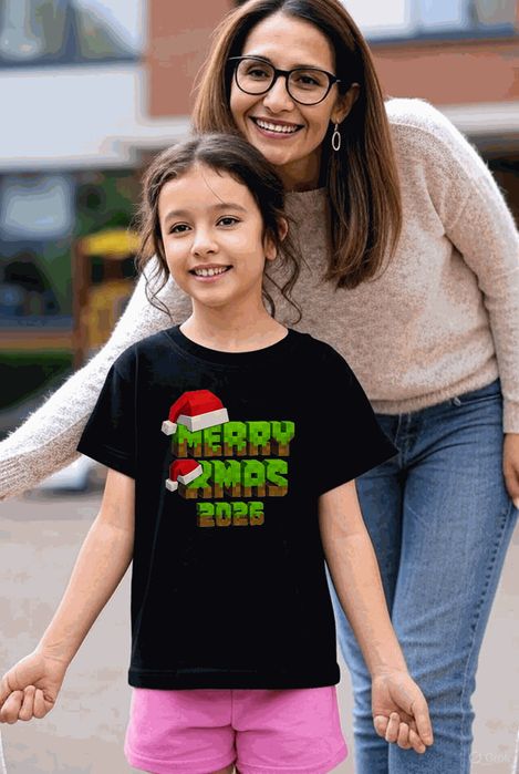 Koszulka dziecięca czarna Steve i minecraft prezent święta 152