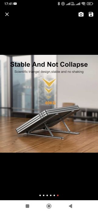 Podstawka pod laptopa Aluminium regulowana do max 15.6 laptop