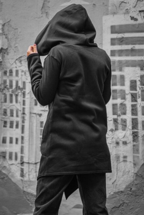 Черная теплая женская мантия на флисе кардиган накидка