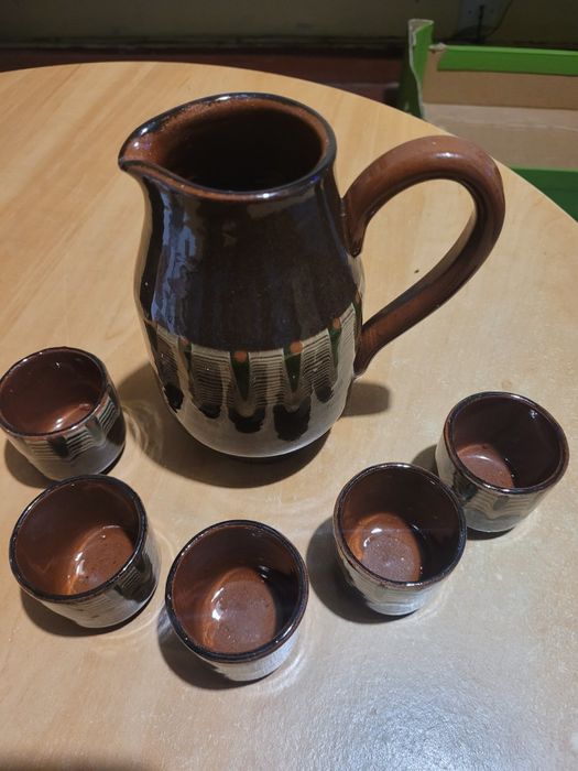 Tradycyjna Bułgarska Ceramika zestaw do serwowania Rakii