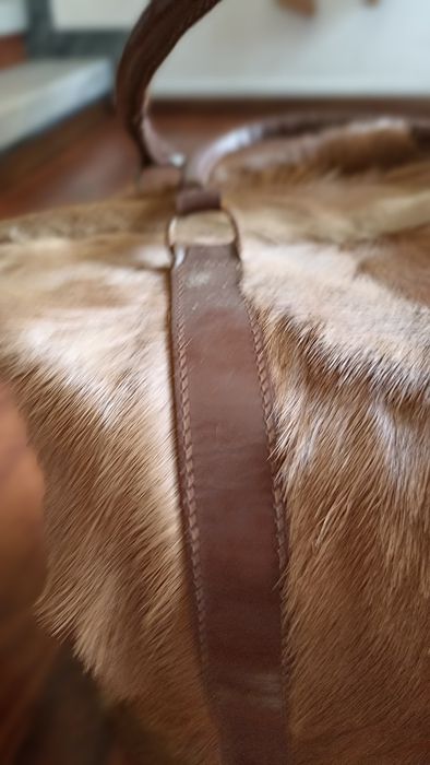 Conjunto de dois sacos de viagem +pochete em pêlo de antílope vintage