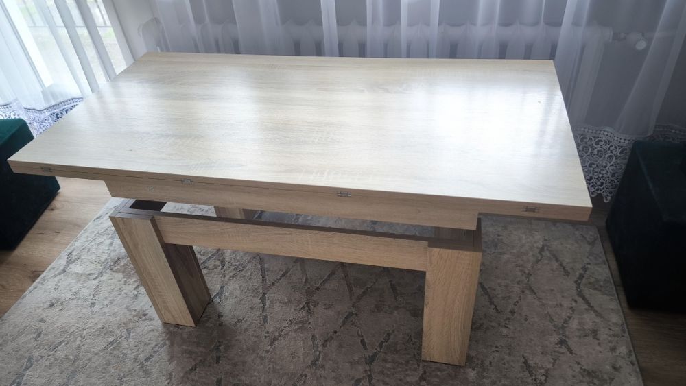ŁAWOSTÓŁ rozkładany i podnoszony – dąb sonoma– 130x65 / 130x130 cm