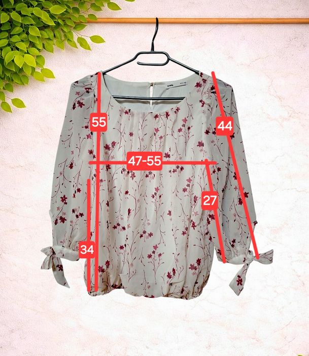 Biała bluzka w kwiaty Sinsay XS, wiązane rękawy, boho