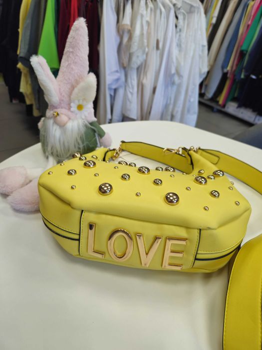 Torebka ekoskóra żółta mała, napis Love, Italy !!!