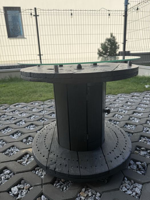 Stolik kawowy z bębna kablowego SUPER NA TARAS BALKON