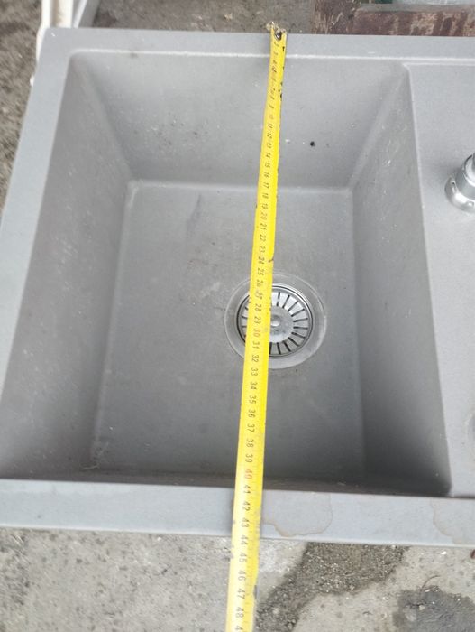 Zlew dwukomorowy szary