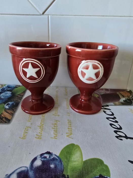 Conjunto de 2 taças/cálices decorativos em cerâmica