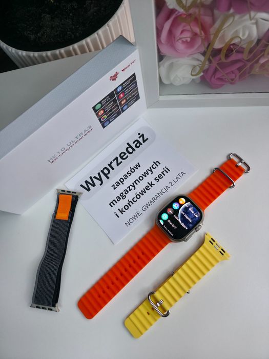 Smartwatch HK Ultra 3 AMOLED 2,12", połączenia, sport, – NOWY