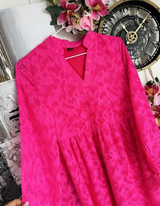 Розовое платье миди Shein, платье цвета фуксии. Размер S, 44.