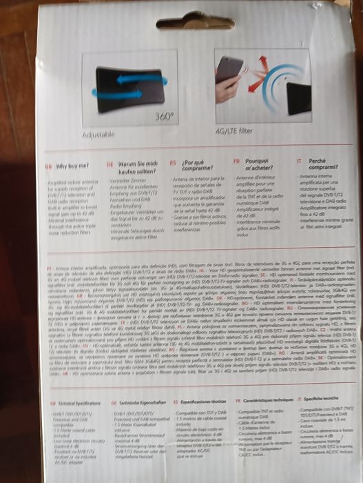 Amplificador de antena de TV para interior. Antena digital.	Novo!*