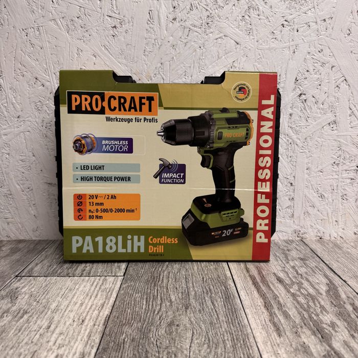 Ударний безщітковий акумуляторний шуруповерт Procraft PA18LIH 80nm