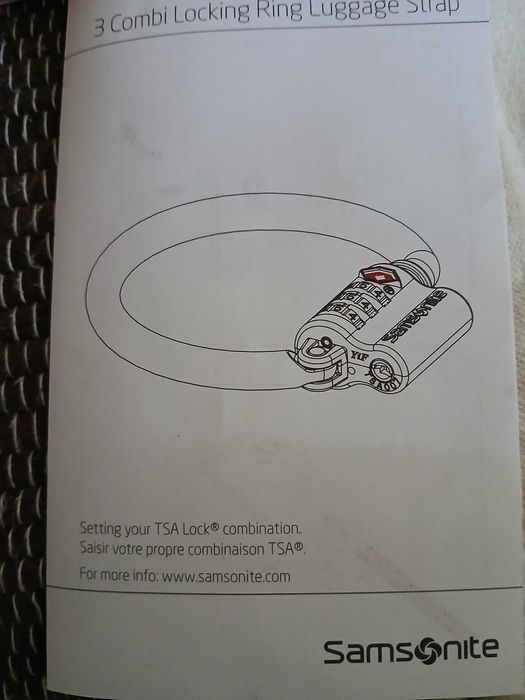 Cadeado e cinta SAMSONITE para mala