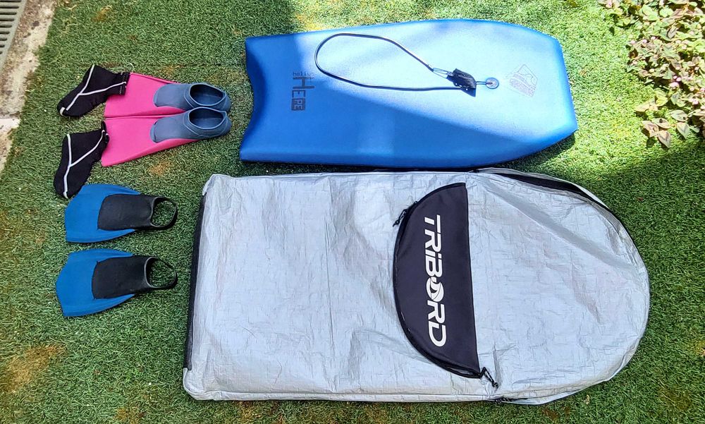 Prancha Bodyboard com saco, barbatanas e meias