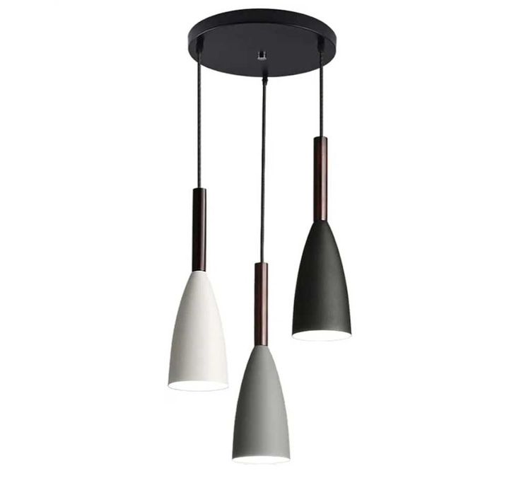 Lampa Wisząca Sufitowa Czarna 3xE27 z kloszami nowoczesna