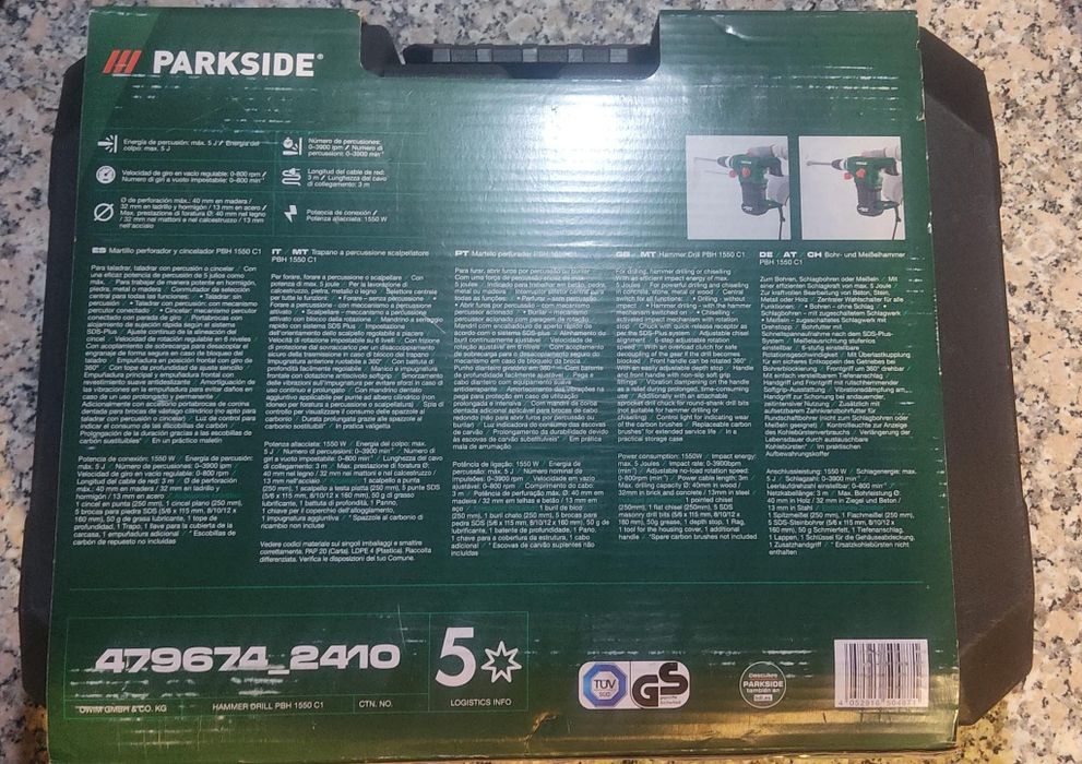 Martelo demolidor Parkside 1300w (novo + garantia)