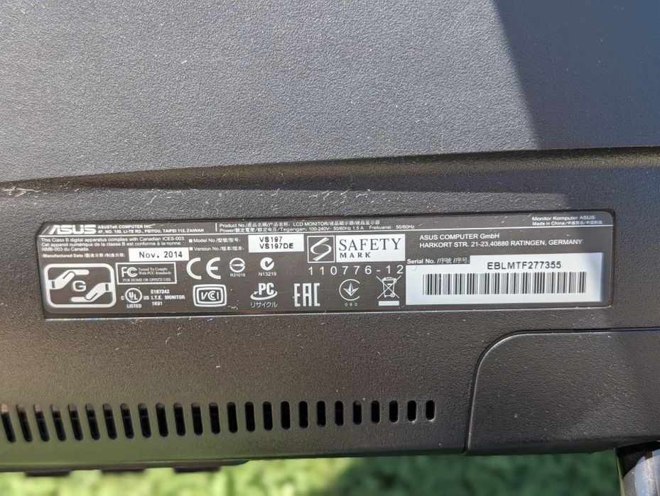 Monitor ASUS VS197DE 18.5" HD (VGA)