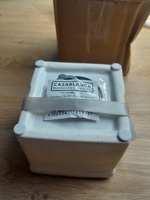 Casablanca Skarbonka prezent ceramiczna, biała 8 x 8 cm