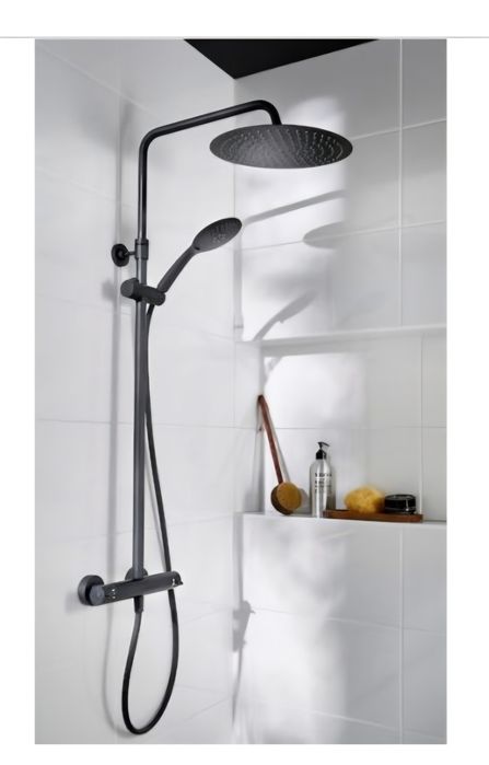 Conjunto de duche termostático Wivine preto mate Cooke & Lewis