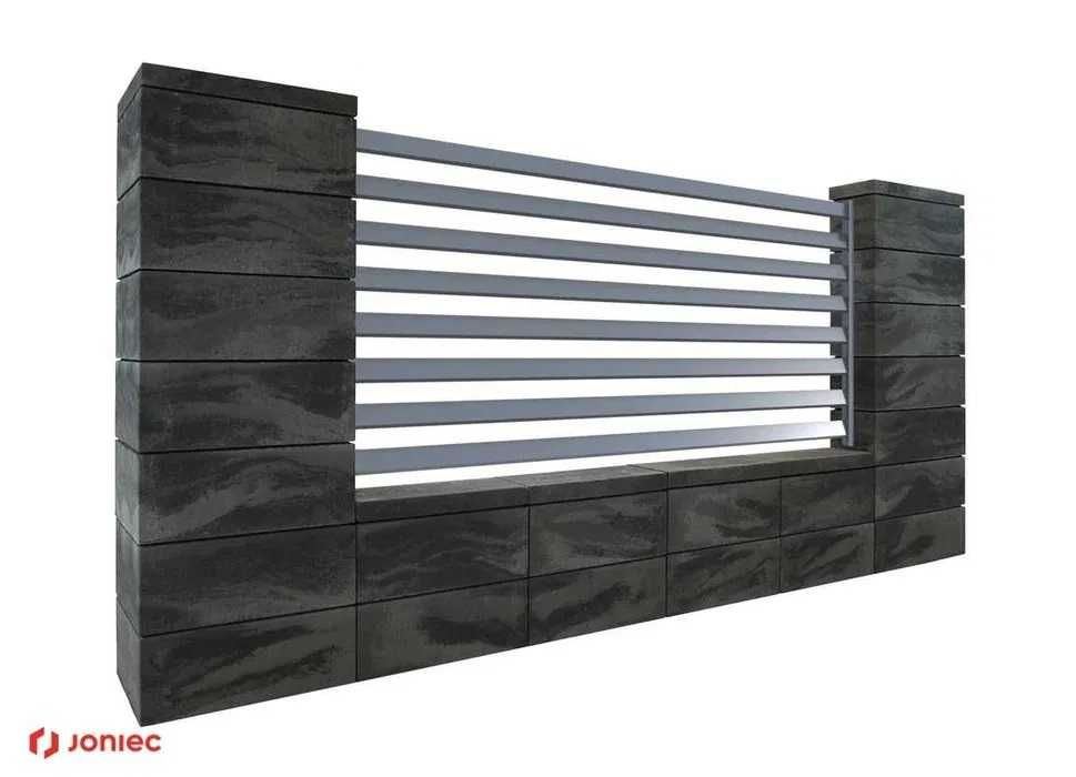 Bloczek pustak modułowy gładki na ogrodzenie Roma Horizon NERO