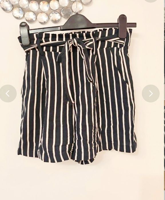 Lniane spodenki krótkie lekkie z gumką w pasie wysoki stan 36 h&m