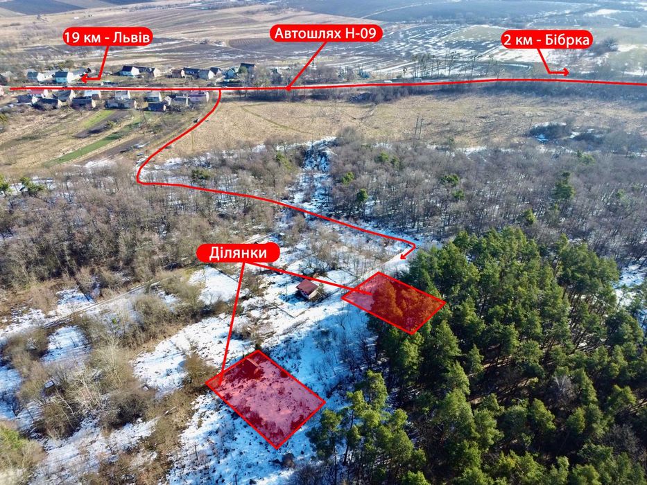 Дачні земельні ділянки біля лісу поруч з Львовом, с. Шпильчина (19 км)
