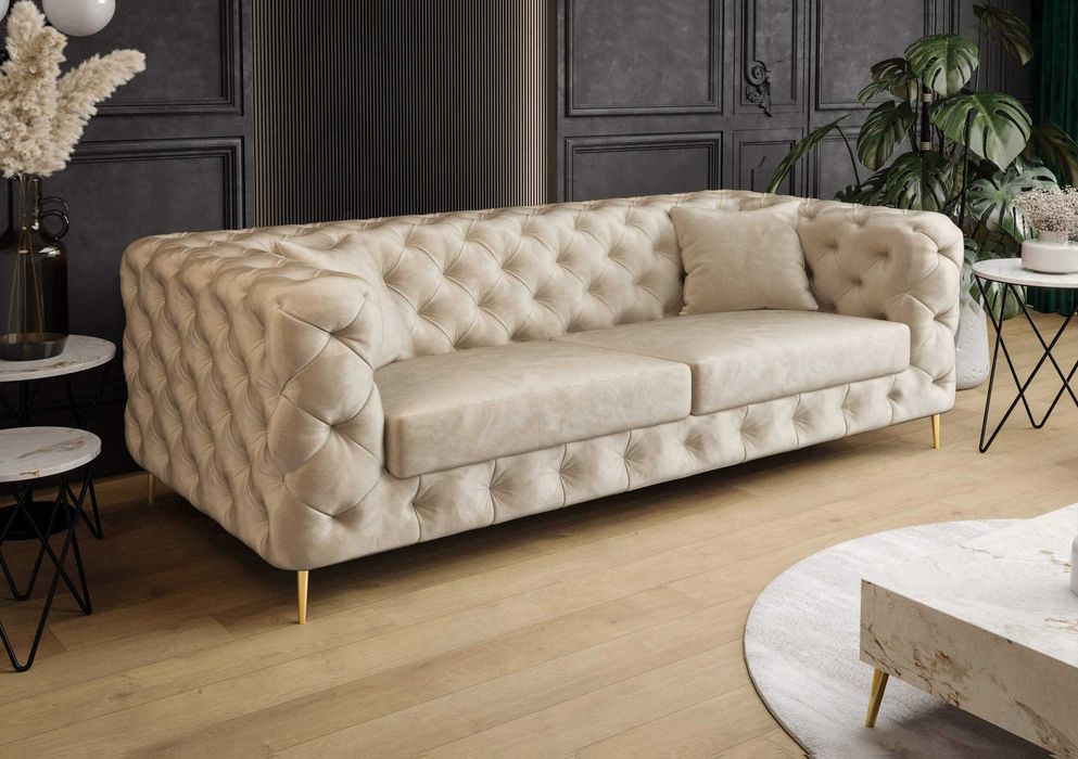 Sofa Boston Chesterfield Elegancka Pikowana Luksusowa