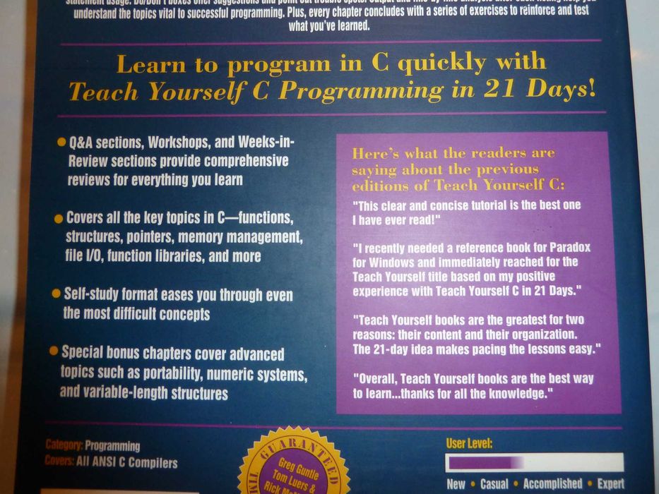 Livro "Teach Yourself C Programming in 21 Days"