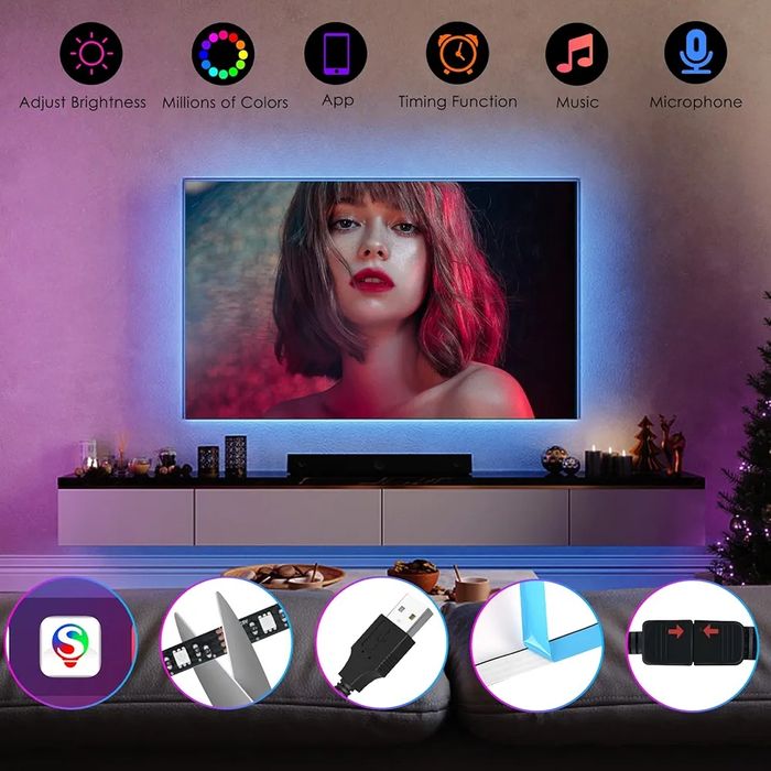 Podświetlenie LED do TV Bluetooth aplikacja pilot 32-43 cali nowe 2 m