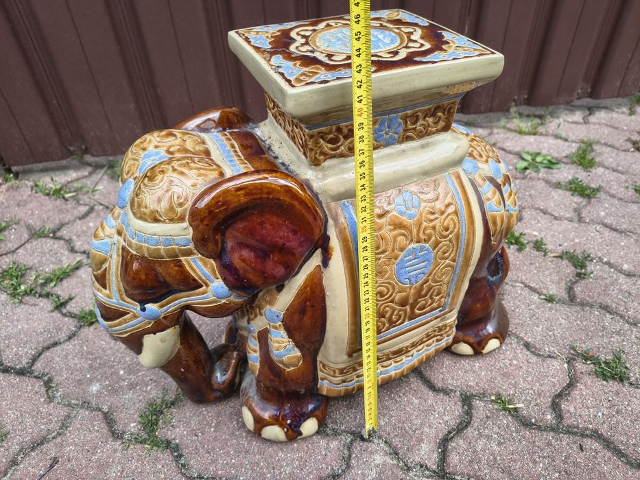 Ceramiczny kwietnik słoń retro vintage