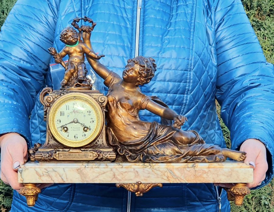 Zegar kominkowy antyk XIXwiek sygnowany August Moreau prezent