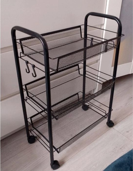 Wózek wózek na kółkach organizer szafka łazienkowa kuchenna czarna loft półka