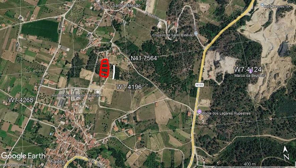 Terreno para construção, 1.000 m2 com projecto aprovado. A 10 min de Chaves