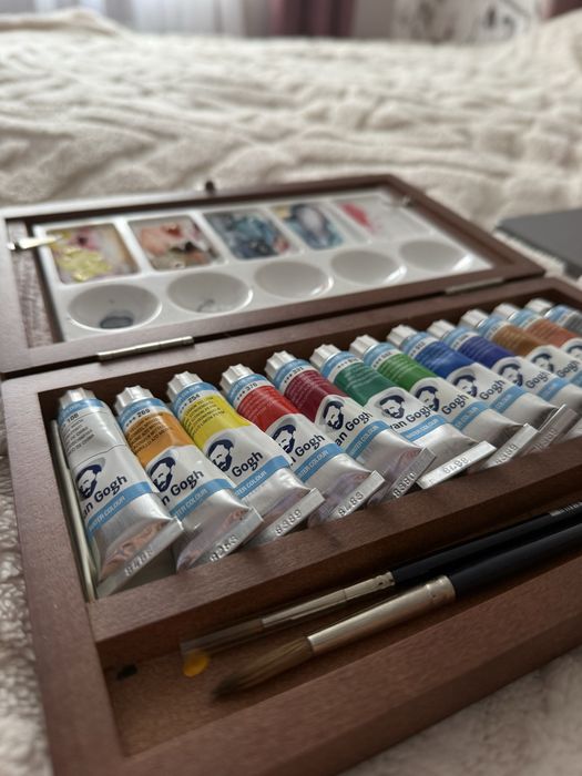 Акварель Van Gogh 12х10мл дерев'яний пенал пензлі палітра