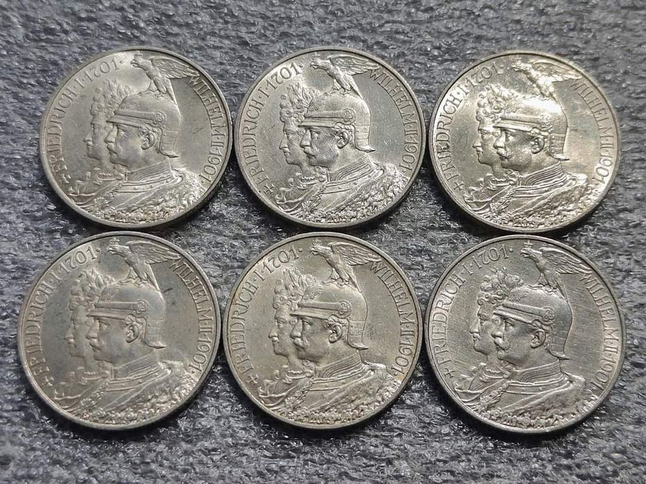 Срібні колекційні монети.. 2 марки. 1901р.. 200 років Прусії. Лот!
