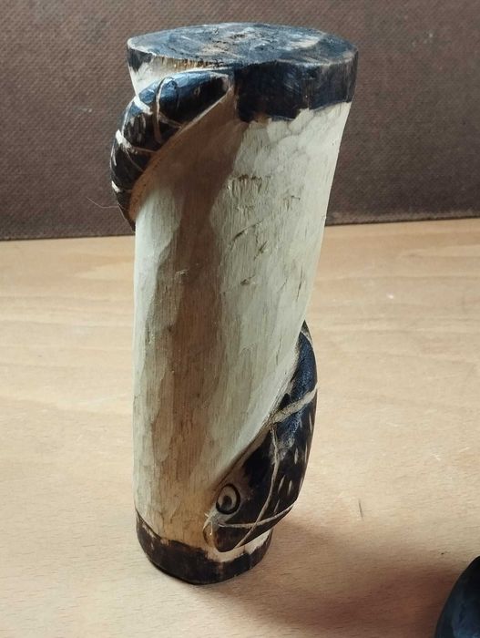 Esculturas Cobra e Tatu em Madeira